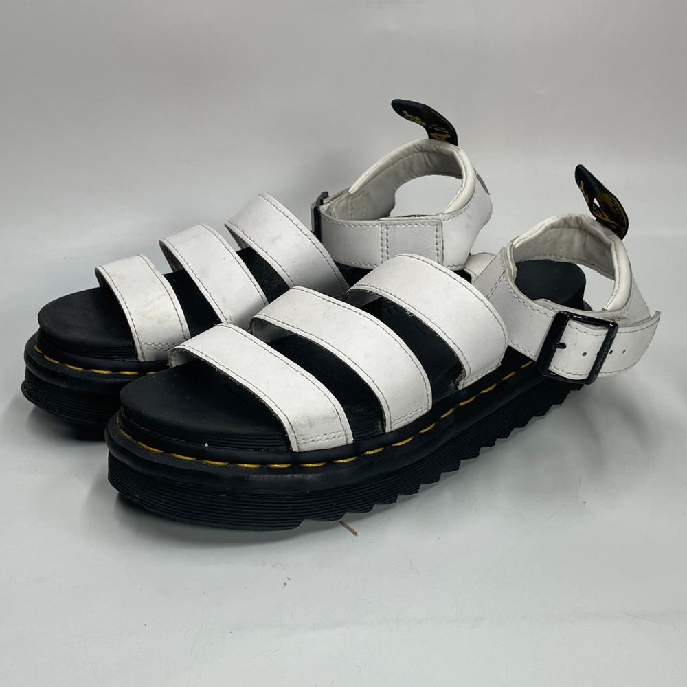 Dr. Martens Women's 6 Blaire White Platform Sandals Hydro Leather AW004 GV01W - Picture 3 of 7